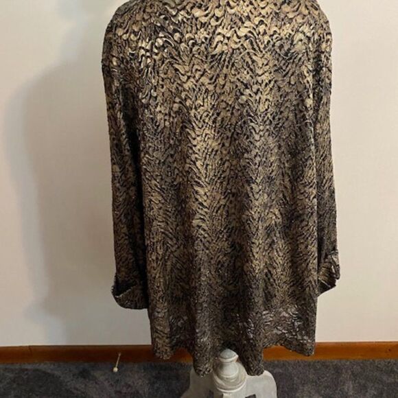 Ali Miles Black Lace Gold overlay Cardigan, size 1X - Picture 2 of 3